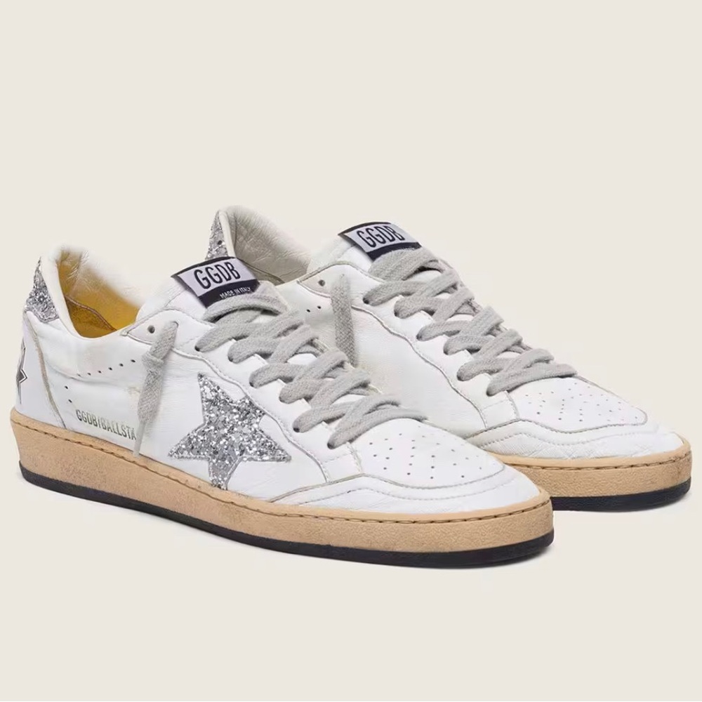 Women's Ball Star in nappa with silver glitter star and heel tab - Picture 2 of 11